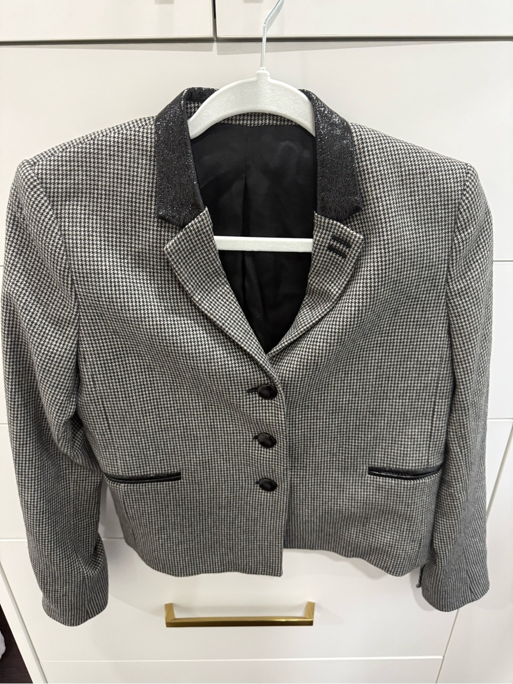 The Kooples Black & White wool blend Houndstooth Blazer, size 36